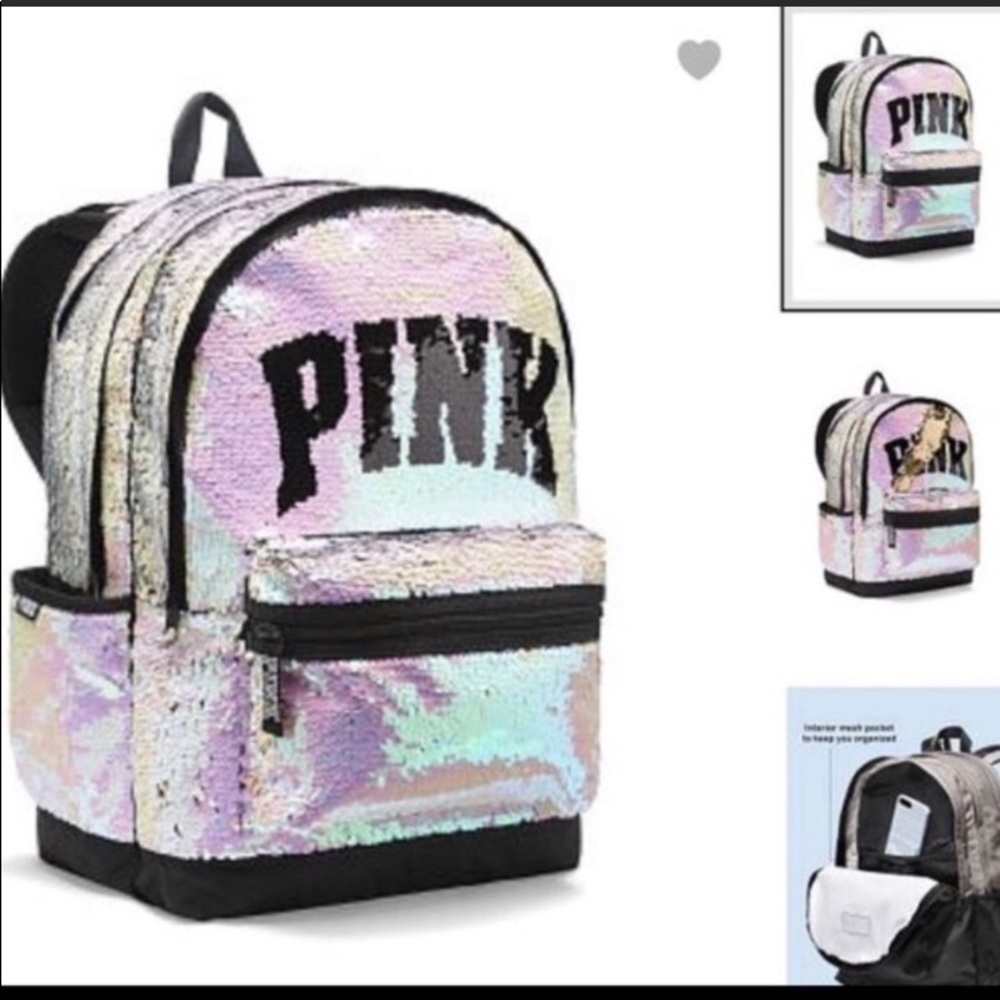 😍 VS PINK Sequined Backpack, NWT - Picture 2 of 8